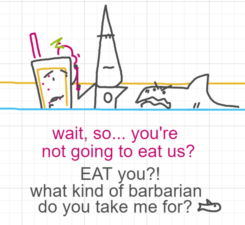 A panel from Running Duos, episode four of the Board Boards object show by Furretwalk/WalkingFurret.